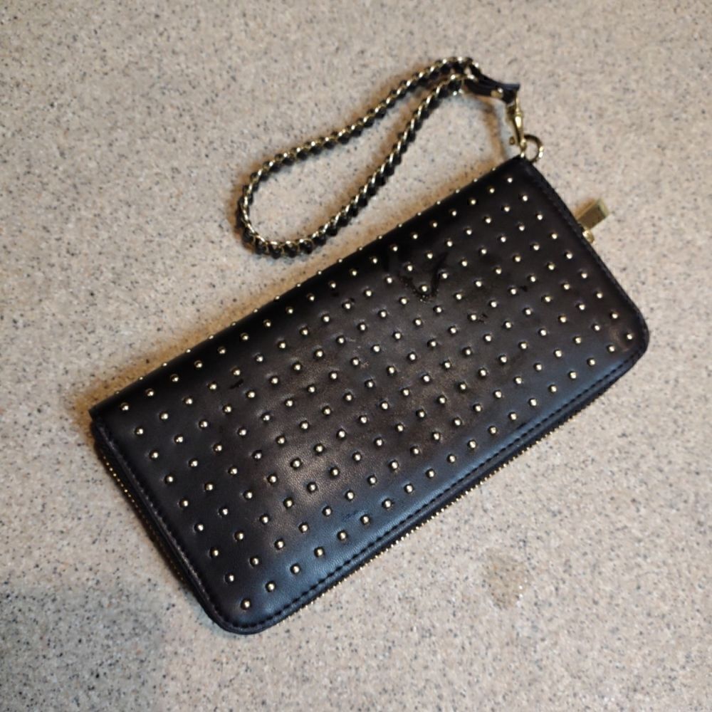 Black Studded Wristlet Wallet